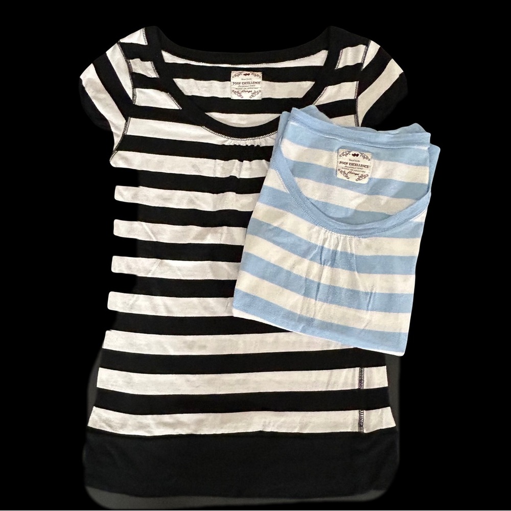 New York Poof Excellence Juniors (Set of 2) Striped Tees Size Large